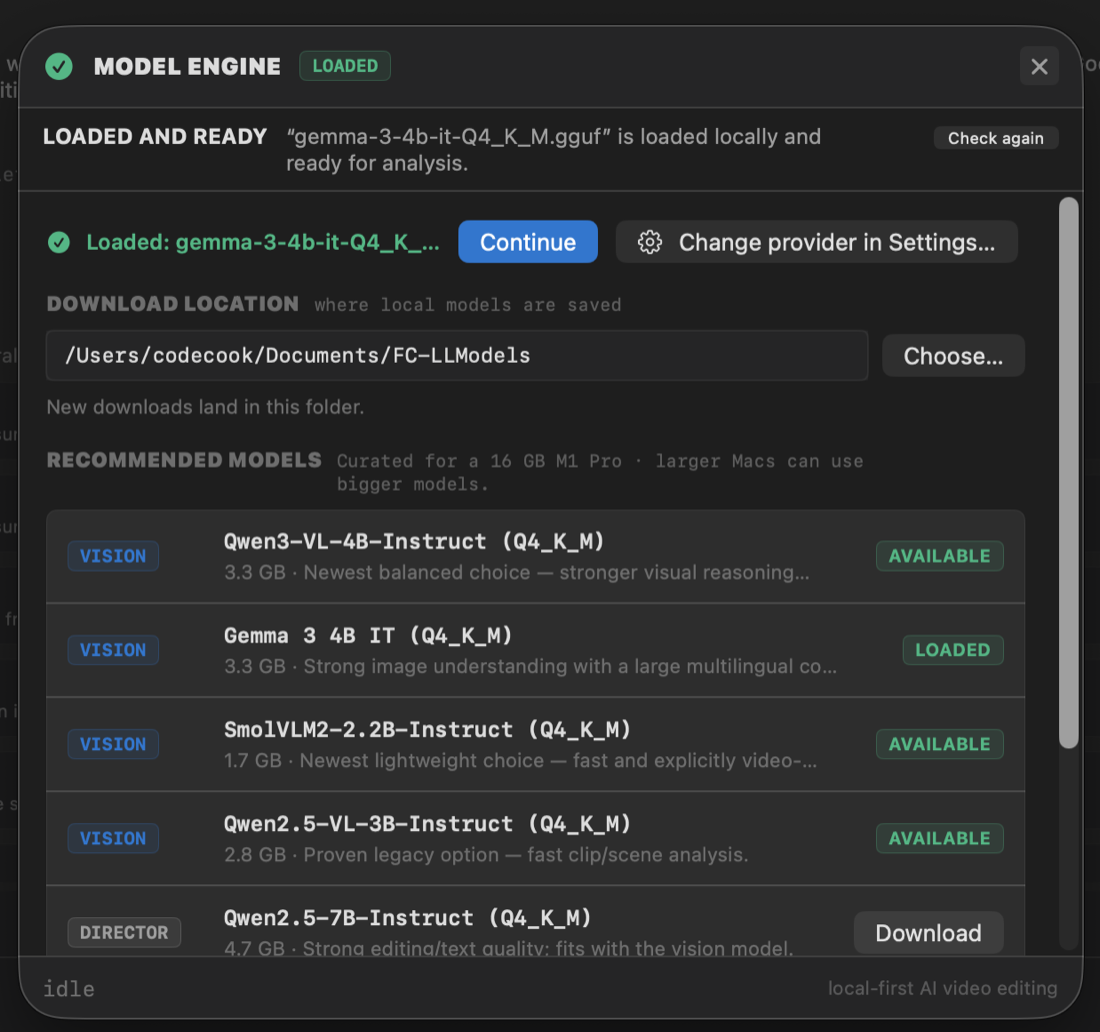 NightCut: choosing local models for image understanding and edit decisions
